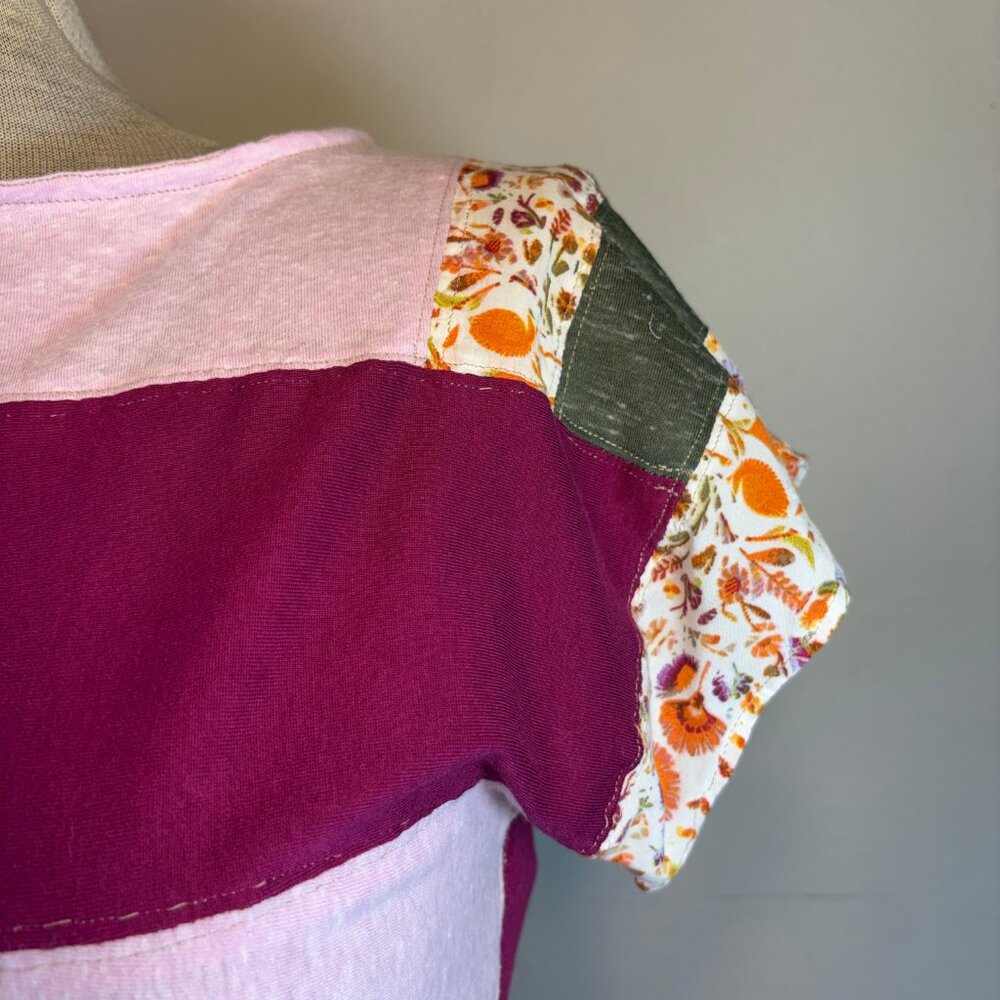 Upcycled Patchwork Size M Blouse Unique Retro Fal… - image 8